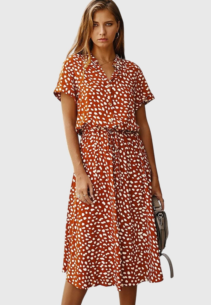 Amber | Printed V-Neck Dress