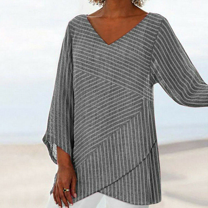 Lina™ | Beautifully Draped Striped Top