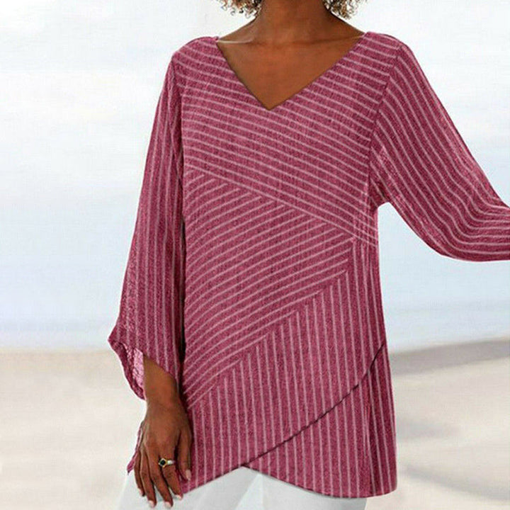 Lina™ | Beautifully Draped Striped Top