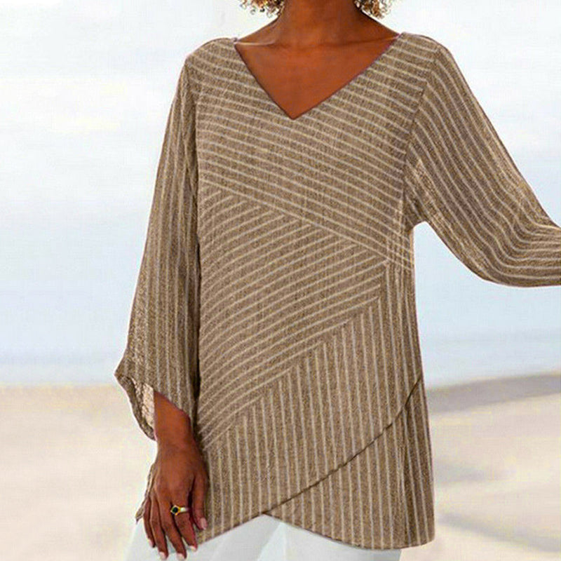 Lina™ | Beautifully Draped Striped Top