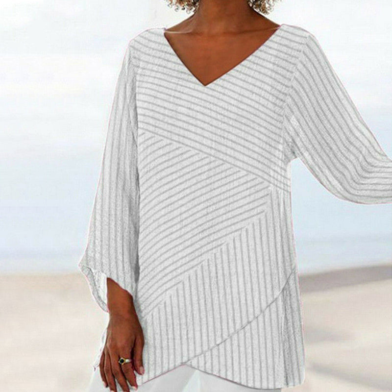 Lina™ | Beautifully Draped Striped Top
