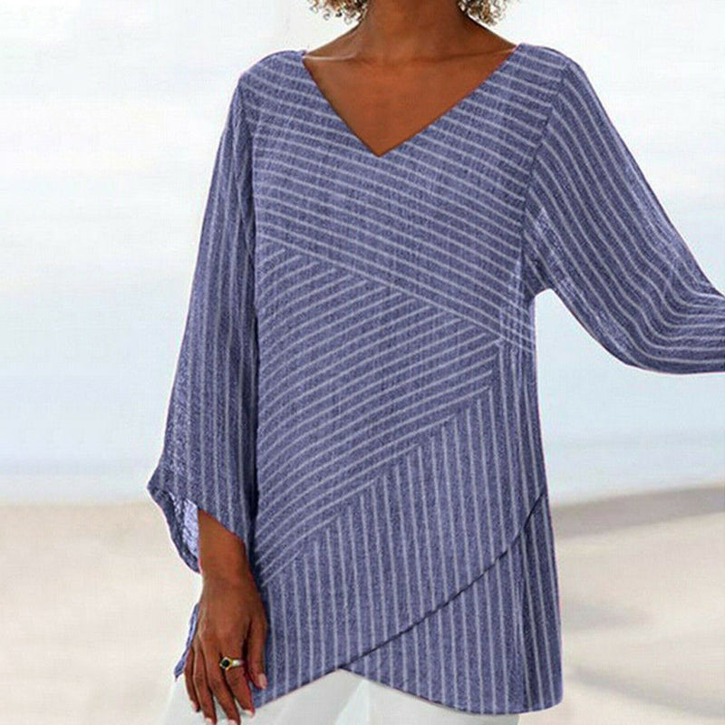 Lina™ | Beautifully Draped Striped Top