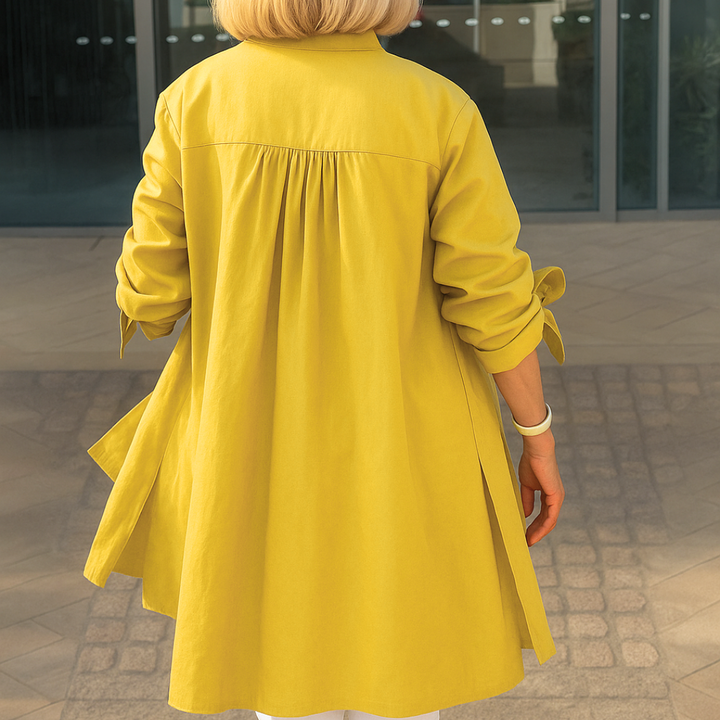 Sophie™ – Solid Shirt Blouse with Tie Sleeves