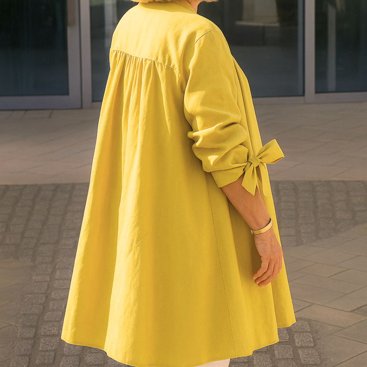 Sophie™ – Solid Shirt Blouse with Tie Sleeves