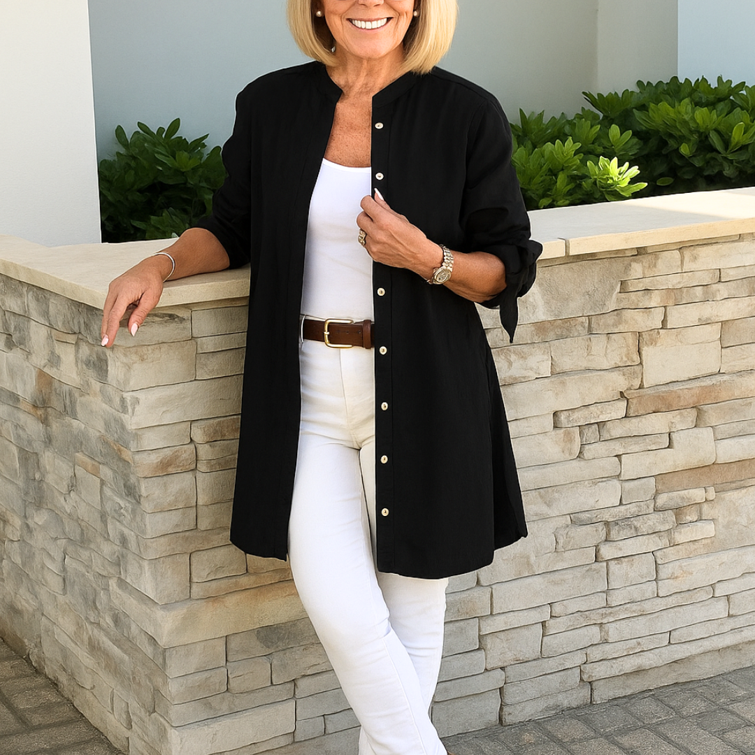 Sophie™ – Solid Shirt Blouse with Tie Sleeves
