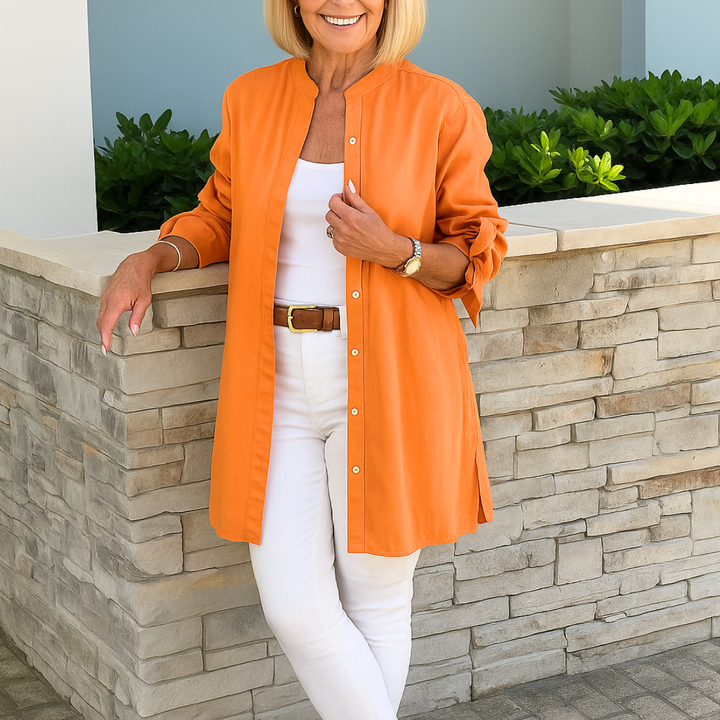 Sophie™ – Solid Shirt Blouse with Tie Sleeves