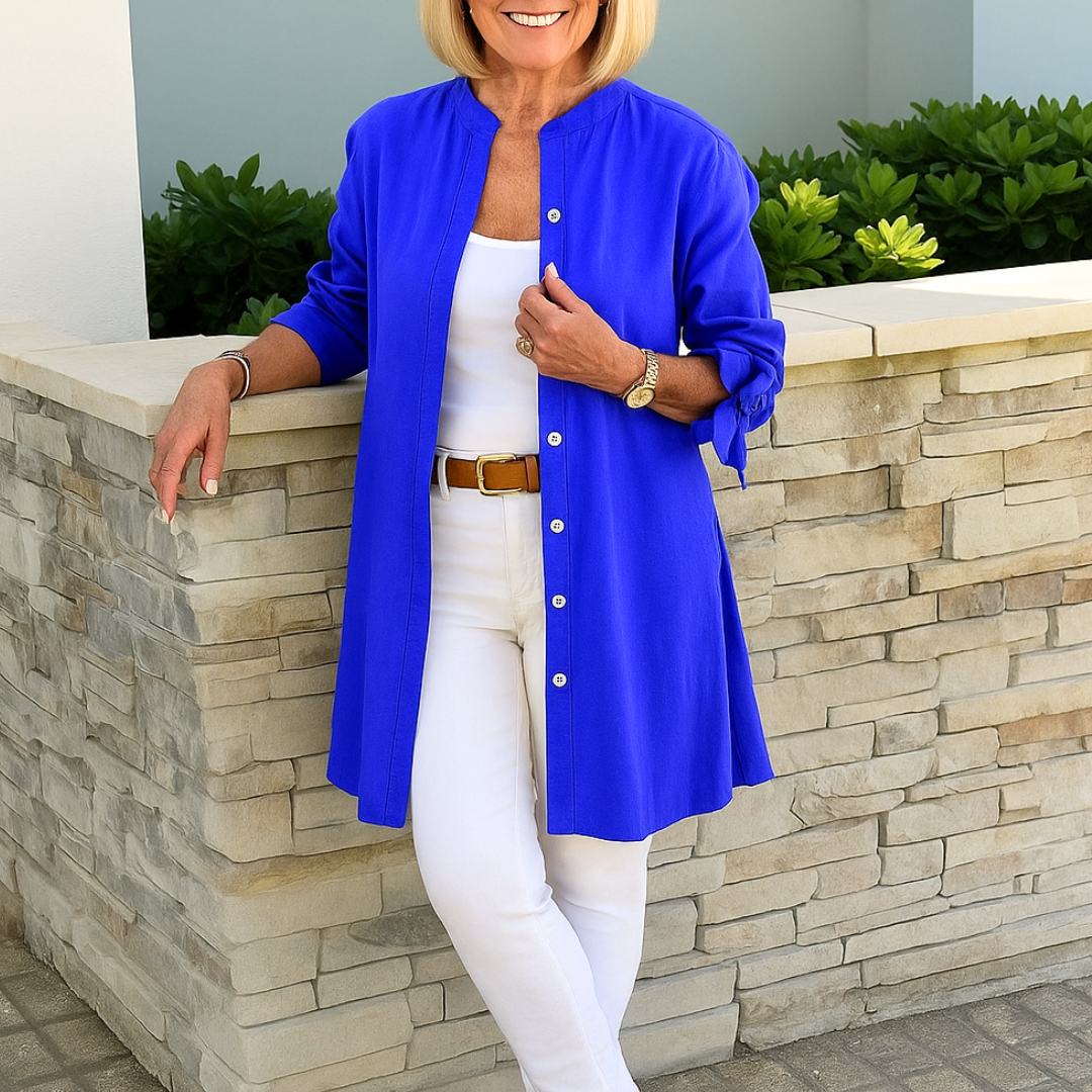 Sophie™ – Solid Shirt Blouse with Tie Sleeves