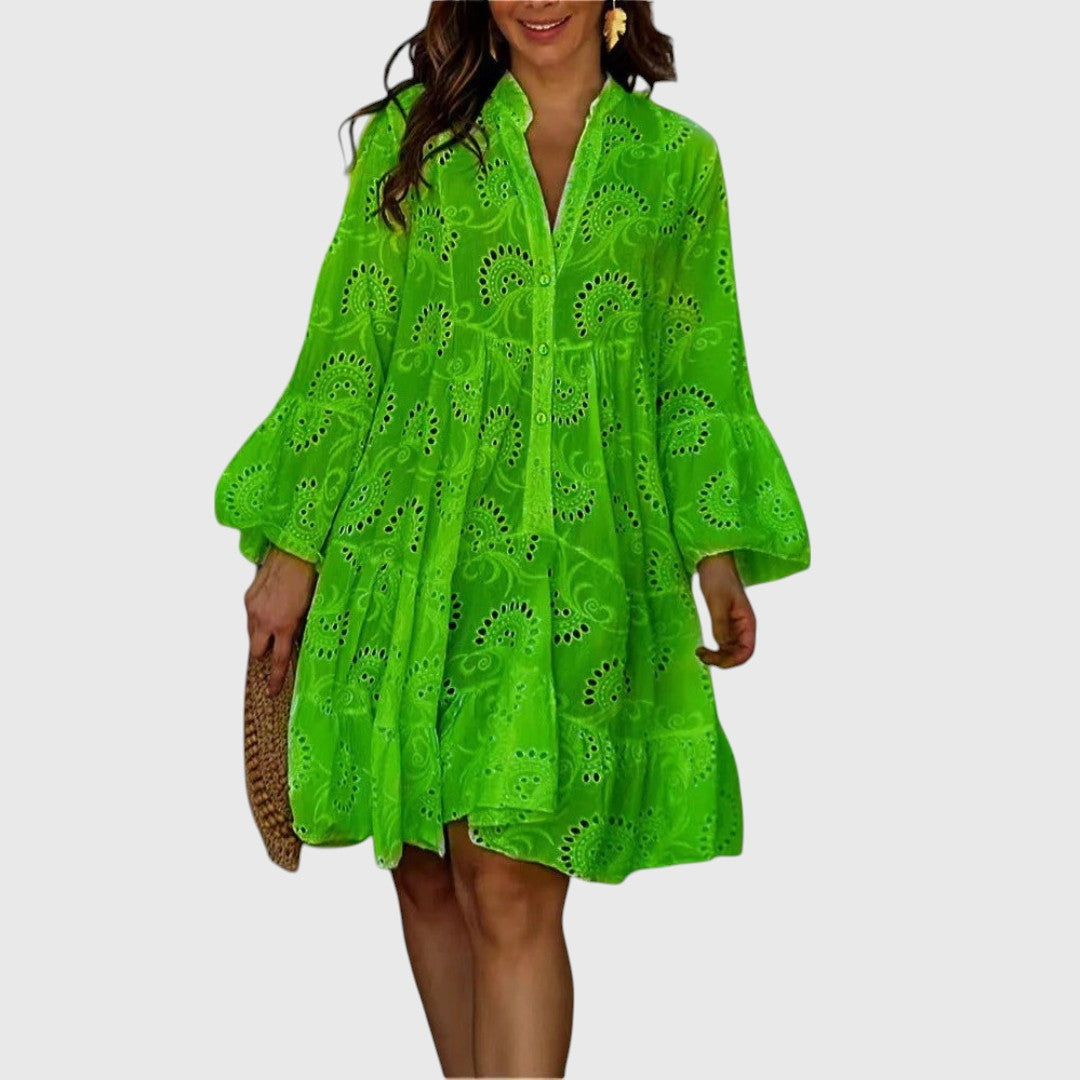 Milou – Embroidered Tiered Mini Dress