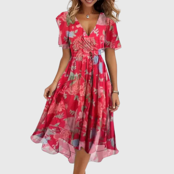 Emmy - Wrap dress with V neckline for women