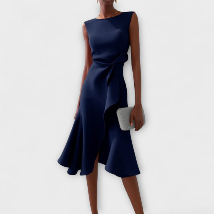 Julia - Asymmetrical Draped Midi Dress