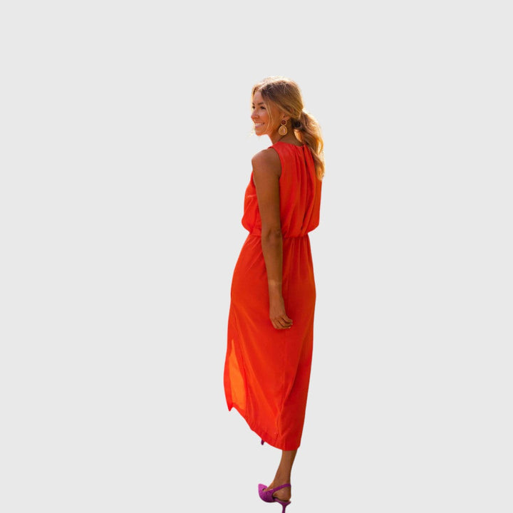 Sally - Halter Slit Midi Dress