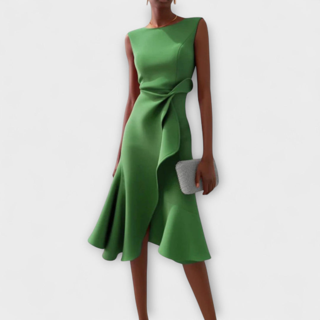 Julia - Asymmetrical Draped Midi Dress