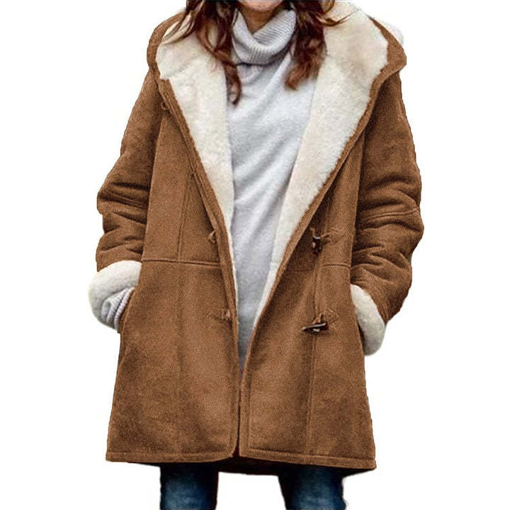 Elena - Women's hooded coat with a velvet finish