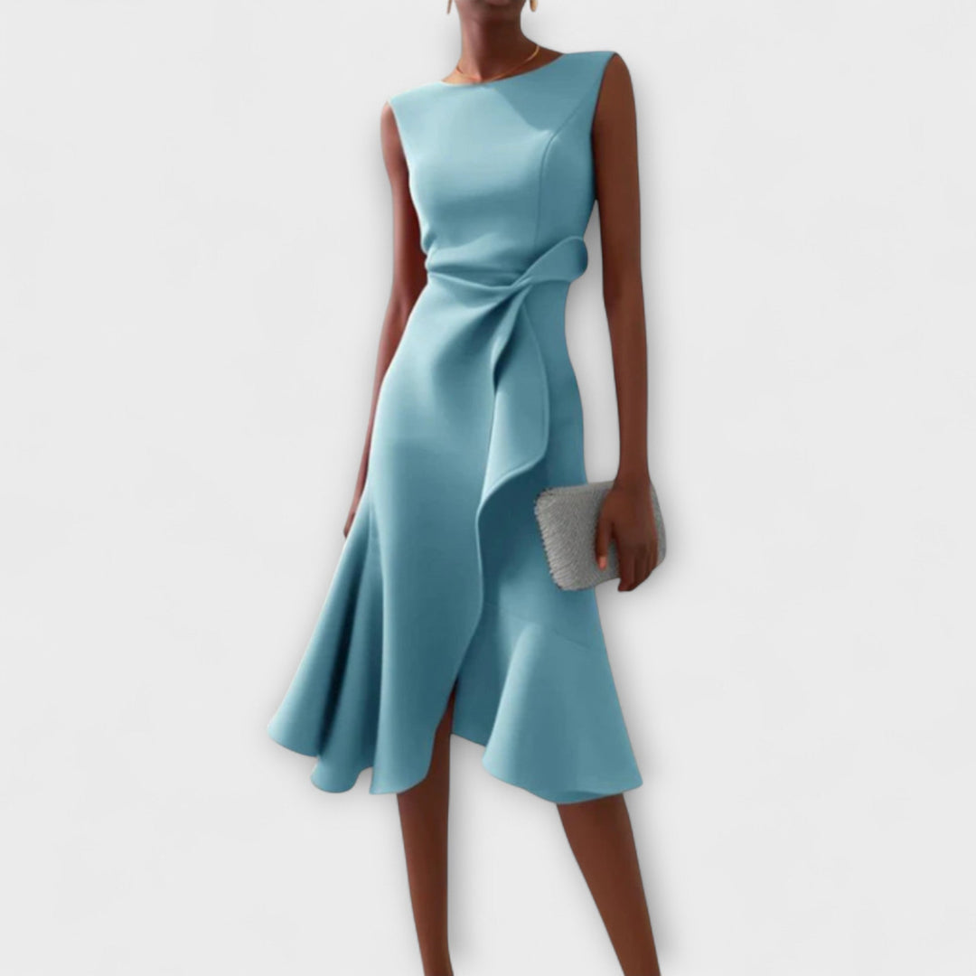 Julia - Asymmetrical Draped Midi Dress