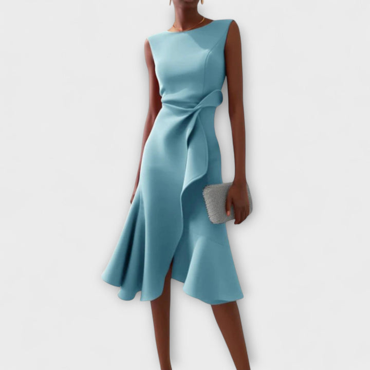 Julia - Asymmetrical Draped Midi Dress