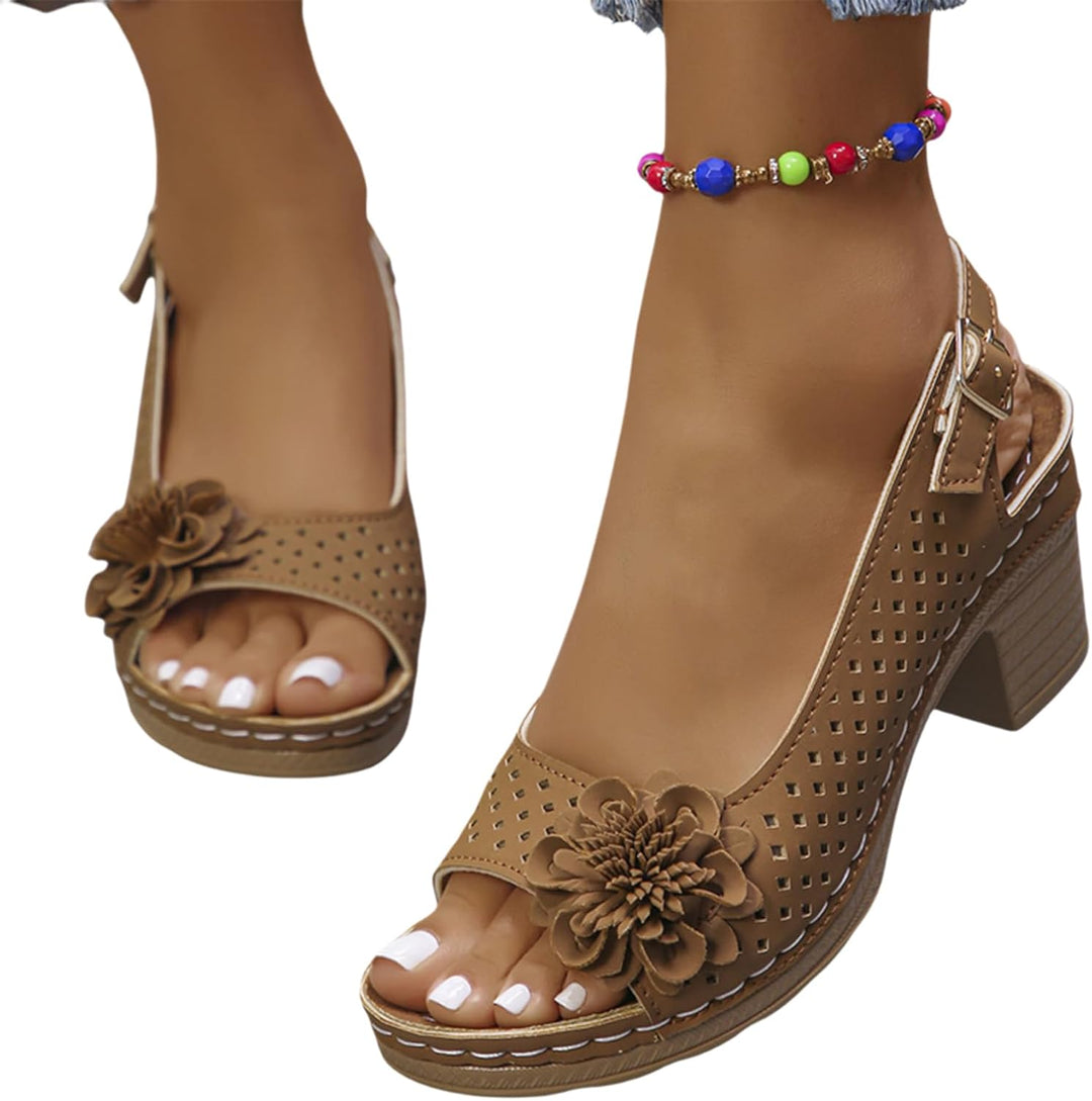 Sienna™ | Floral Chunky Heel Sandals