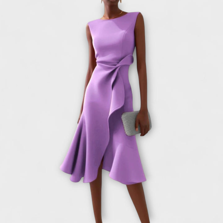 Julia - Asymmetrical Draped Midi Dress