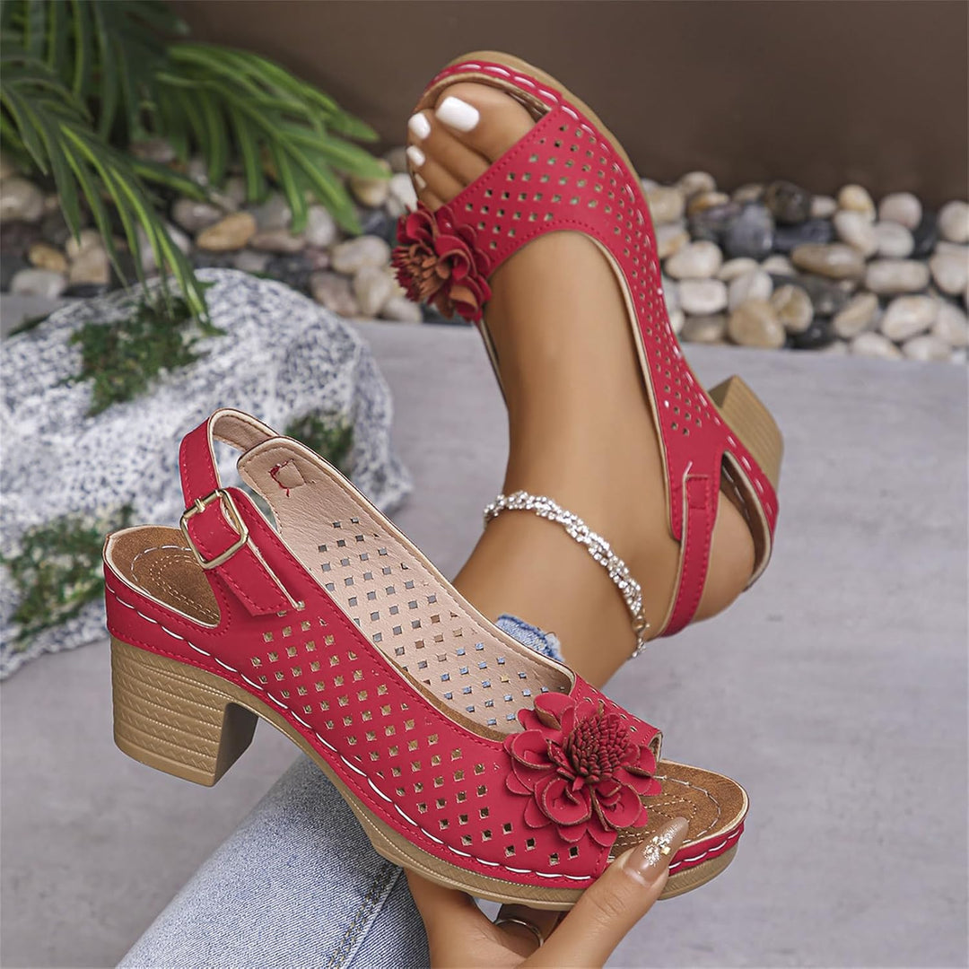 Sienna™ | Floral Chunky Heel Sandals