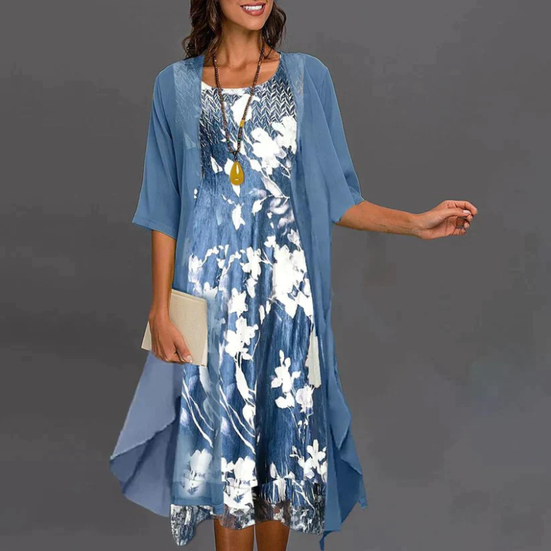 Jenny - Ladies dress with floral pattern and blazer
