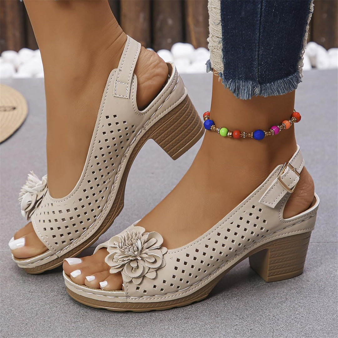 Sienna™ | Floral Chunky Heel Sandals
