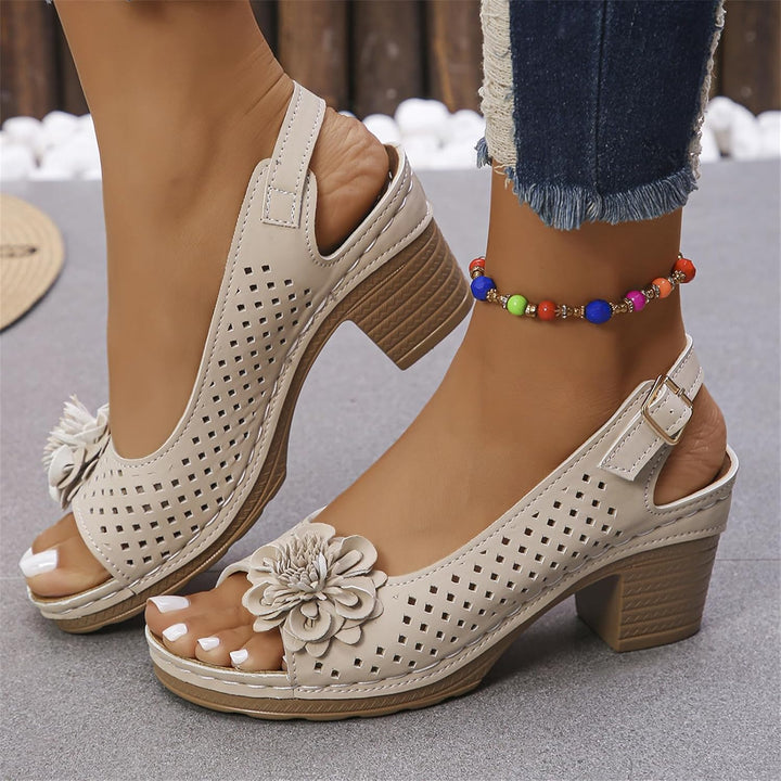 Sienna™ | Floral Chunky Heel Sandals