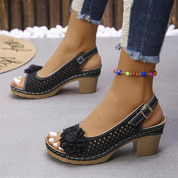 Sienna™ | Floral Chunky Heel Sandals
