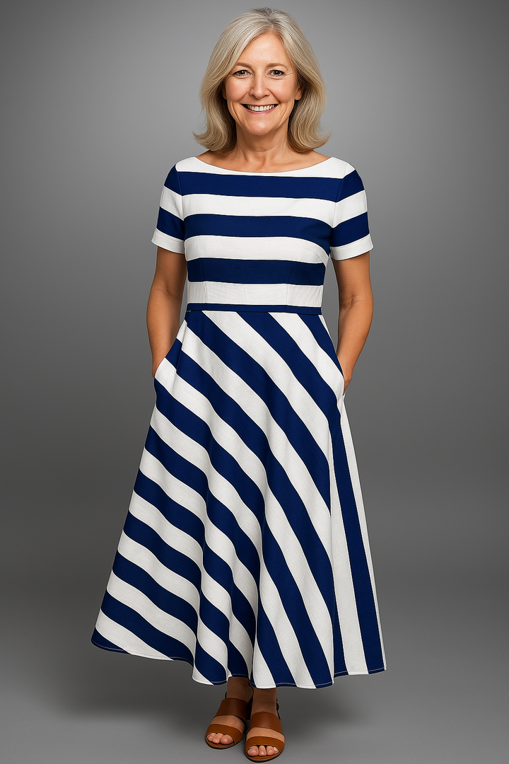 Linda™ – Handmade Long Striped Dress