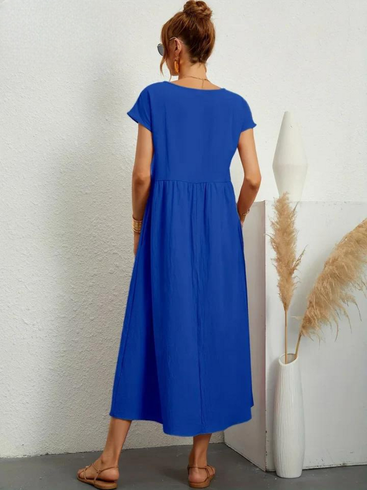 Liora™ | Cotton Dress with Flowing Lines