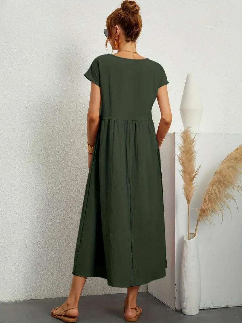 Liora™ | Cotton Dress with Flowing Lines