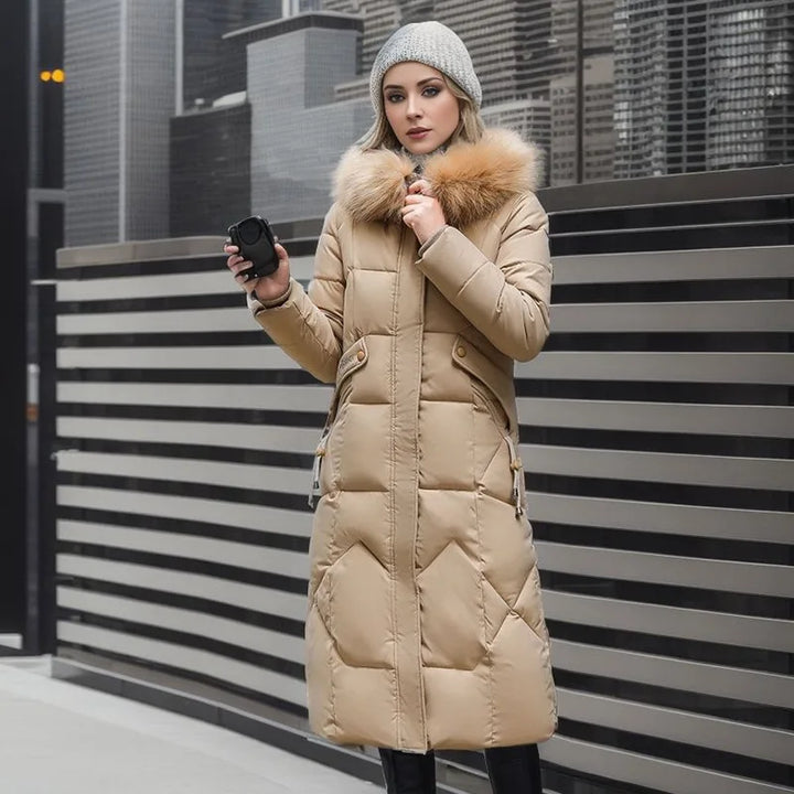 Margaret - Fur-hood Long Coat