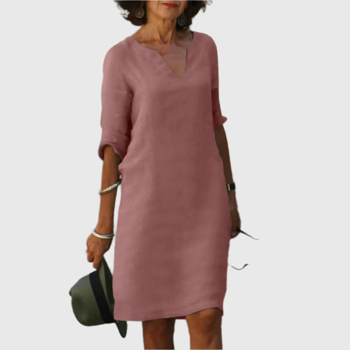 Deborah - Mini dress with V neckline and 3/4 sleeves