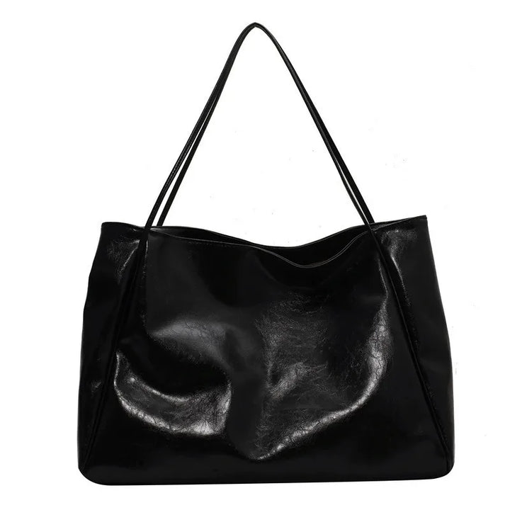 Elegant brown leather-look tote bag