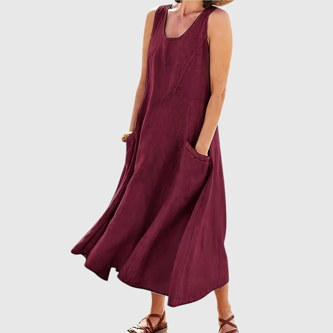 Shaun - Casual Sleeveless Dress with Pockets