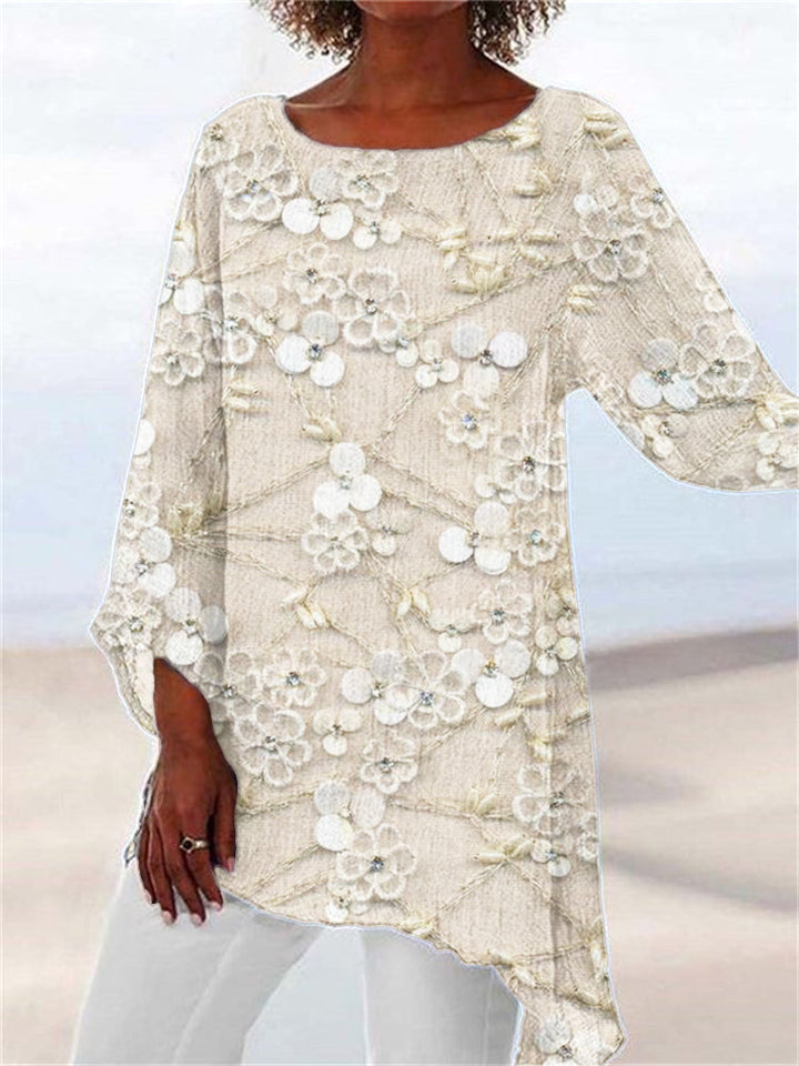 Celeste™ | Floral Print Top with Crystals – Elegance