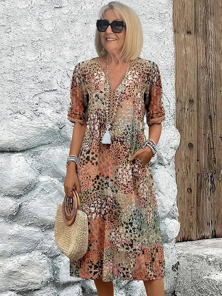 Gina - Vibrant Midi Length Dress