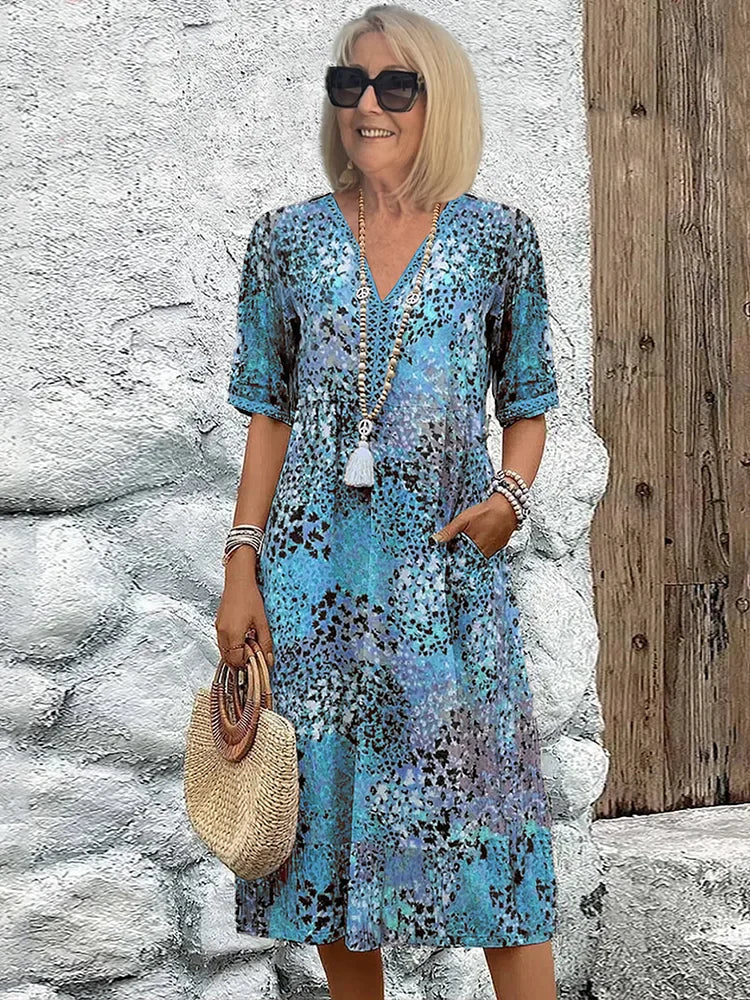 Gina - Vibrant Midi Length Dress