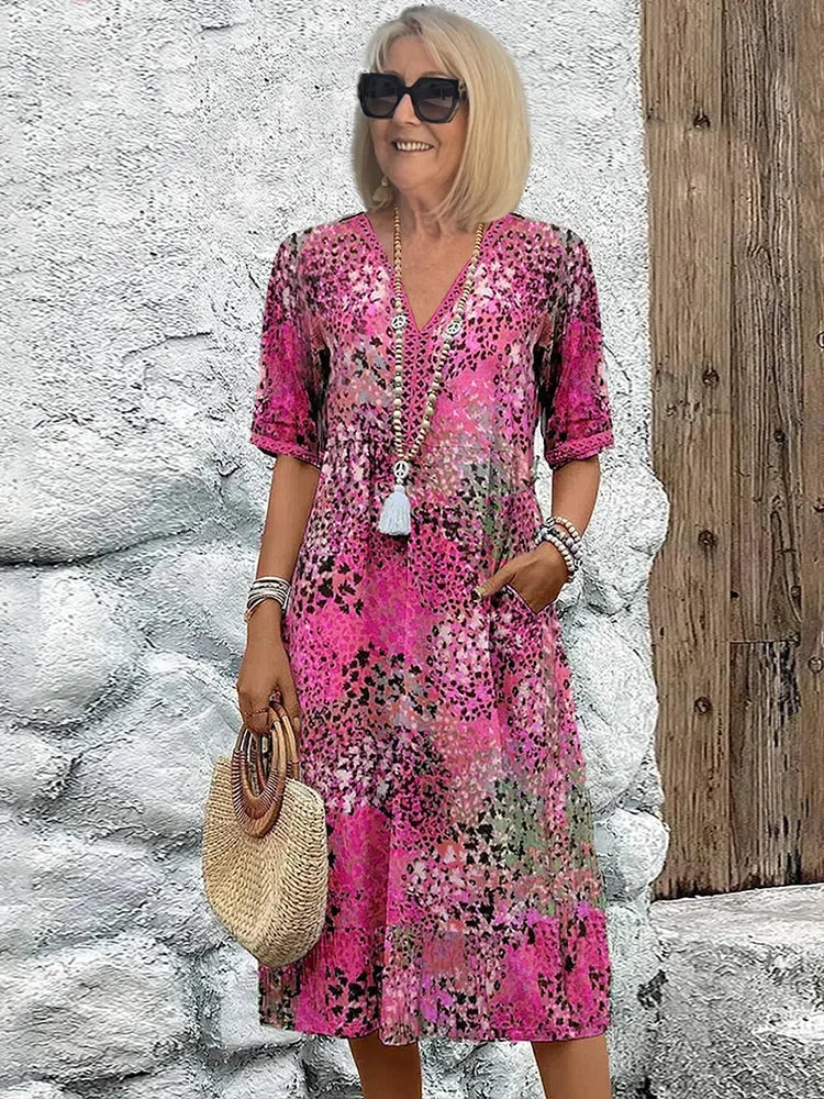 Gina - Vibrant Midi Length Dress