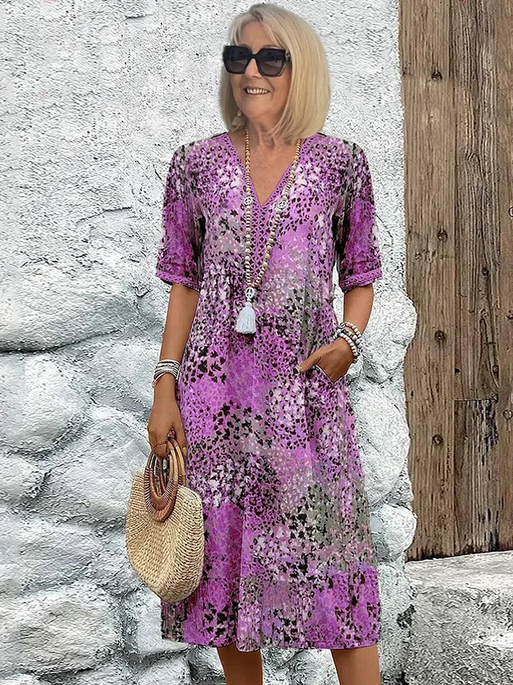 Gina - Vibrant Midi Length Dress