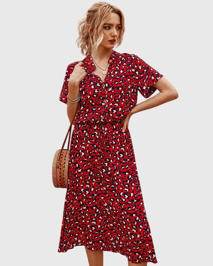 Amber | Printed V-Neck Dress