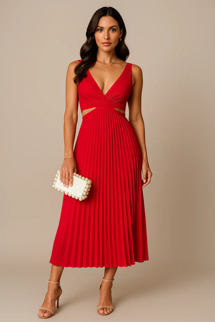 Lotus - Elegant pleated evening midi dress for women